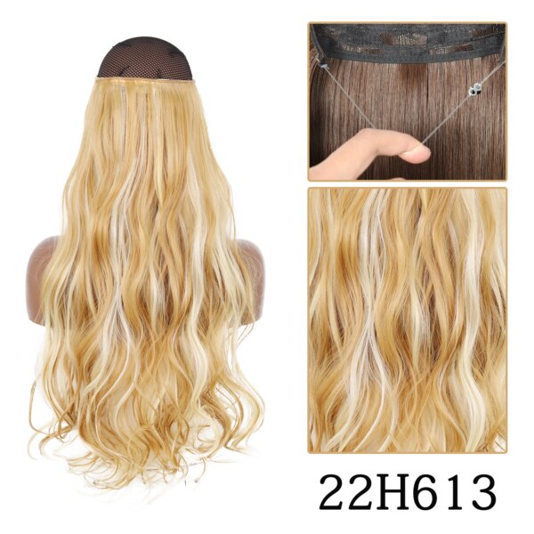 10013-955d88.jpg extension cheveux synthétiques sans Clip, postiche longue et lisse, noire, Blonde naturelle