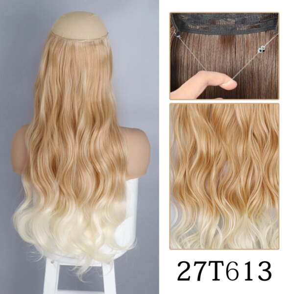 extension cheveux synthétiques sans Clip, postiche longue et lisse, noire, Blonde naturelle