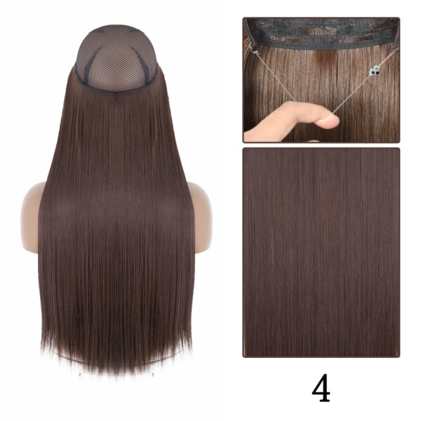 extension cheveux synthétiques sans Clip, postiche longue et lisse, noire, Blonde naturelle