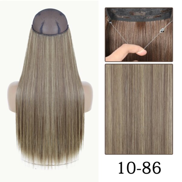 extension cheveux synthétiques sans Clip, postiche longue et lisse, noire, Blonde naturelle