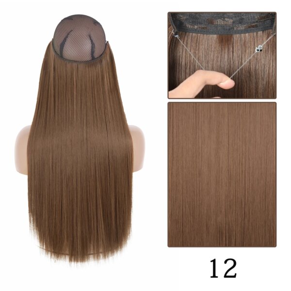 extension cheveux synthétiques sans Clip, postiche longue et lisse, noire, Blonde naturelle