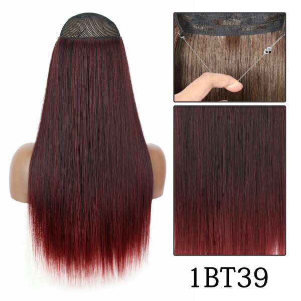 extension cheveux synthétiques sans Clip, postiche longue et lisse, noire, Blonde naturelle