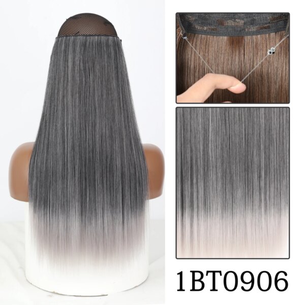 extension cheveux synthétiques sans Clip, postiche longue et lisse, noire, Blonde naturelle