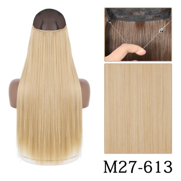 extension cheveux synthétiques sans Clip, postiche longue et lisse, noire, Blonde naturelle