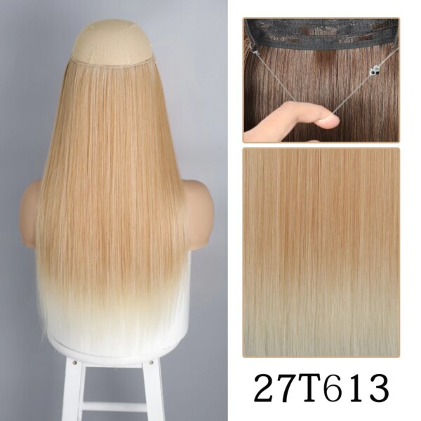 extension cheveux synthétiques sans Clip, postiche longue et lisse, noire, Blonde naturelle