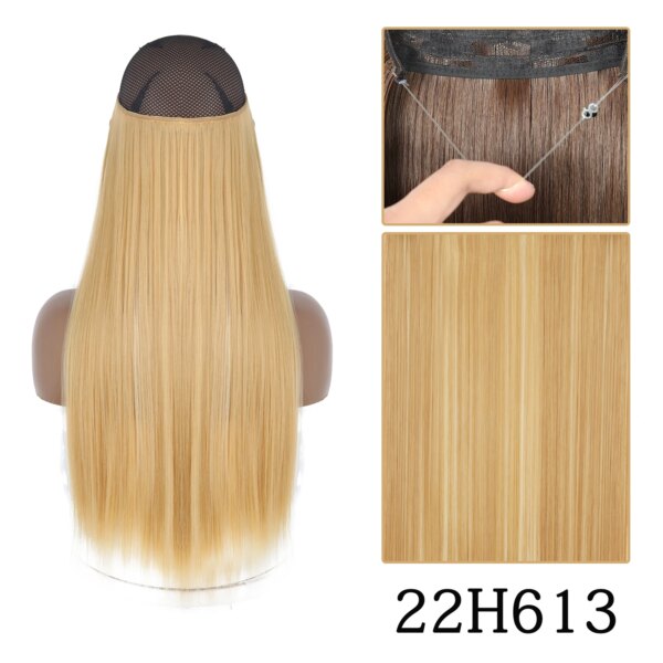 extension cheveux synthétiques sans Clip, postiche longue et lisse, noire, Blonde naturelle