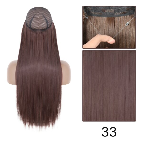 extension cheveux synthétiques sans Clip, postiche longue et lisse, noire, Blonde naturelle