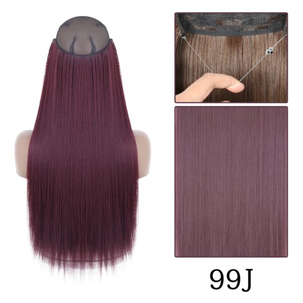 extension cheveux synthétiques sans Clip, postiche longue et lisse, noire, Blonde naturelle