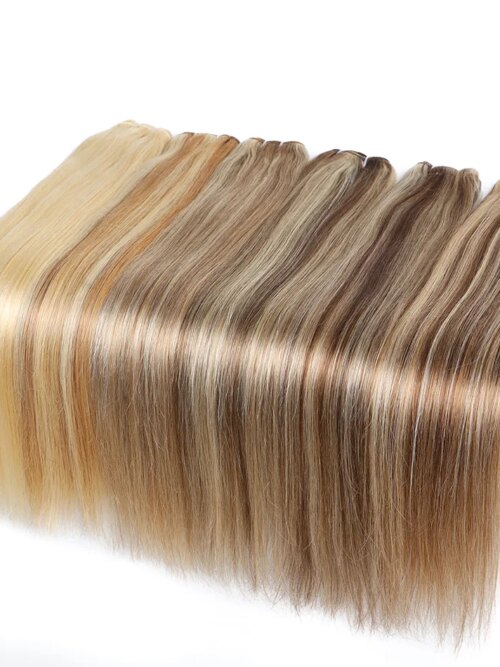 meche bresilienne naturelles Remy lisses à reflets, ombré blond miel