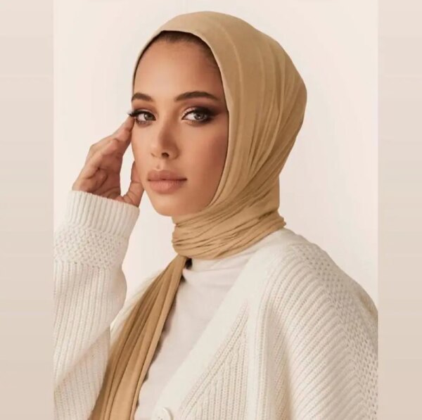 Hijab Musulman pour femmes, doux, de couleur unie, Bandana