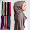 Hijab Musulman pour femmes, doux, de couleur unie, Bandana