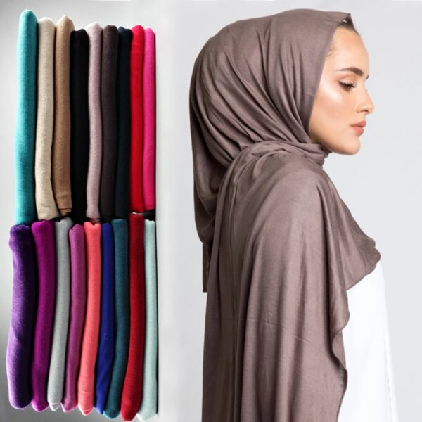 Hijab Musulman pour femmes, doux, de couleur unie, Bandana