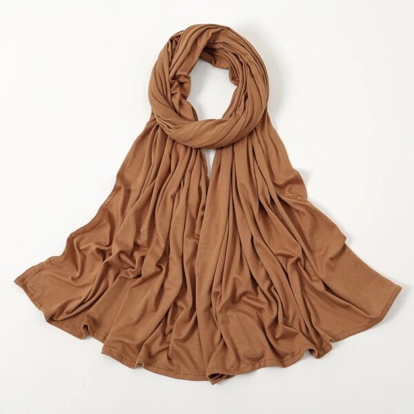 Hijab Musulman pour femmes, doux, de couleur unie, Bandana