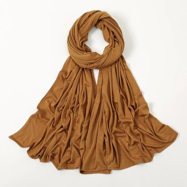 Hijab Musulman pour femmes, doux, de couleur unie, Bandana