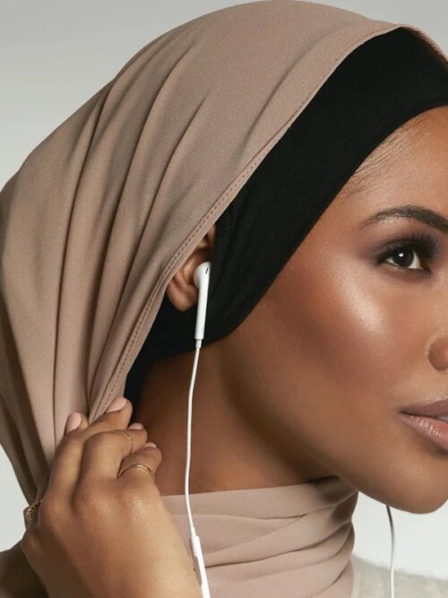 Hijab Sous-casquette souple et extensible, sous-écharpe avec trou pour les oreilles