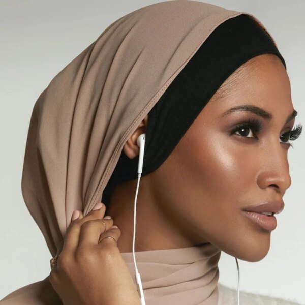 Hijab Sous-casquette souple et extensible, sous-écharpe avec trou pour les oreilles
