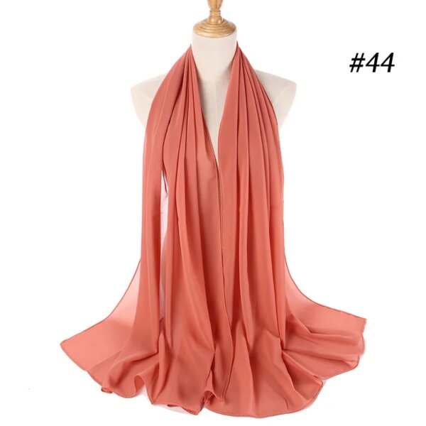 Foulard Hijab en mousseline de soie 72x175cm, couleur unie, mode musulmane