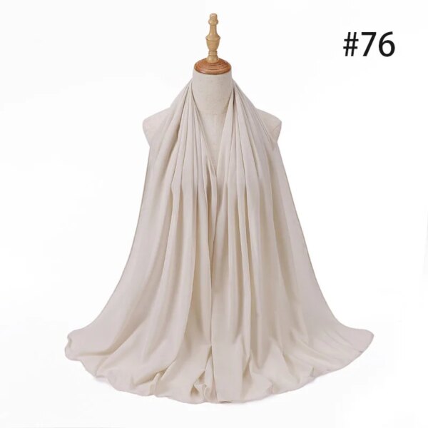 10882-fc3226.jpg Foulard Hijab en mousseline de soie 72x175cm, couleur unie, mode musulmane