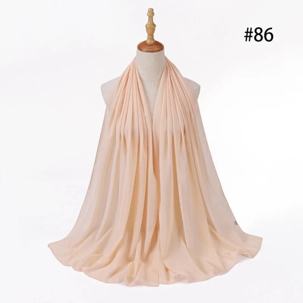 10888-530299.jpg Foulard Hijab en mousseline de soie 72x175cm, couleur unie, mode musulmane