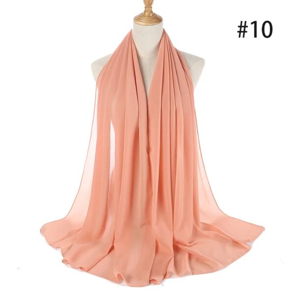 10893-e482bd.jpg Foulard Hijab en mousseline de soie 72x175cm, couleur unie, mode musulmane