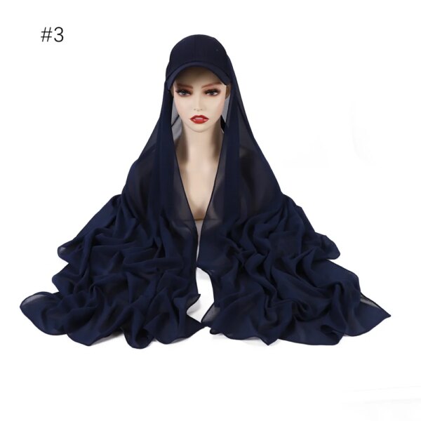 10979-f61f40.jpg Hijab en mousseline de soie pour femmes, casquette de Sport d'été avec Base