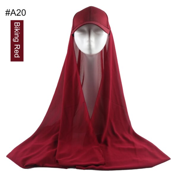 10983-4bc6ae.jpg Hijab en mousseline de soie pour femmes, casquette de Sport d'été avec Base