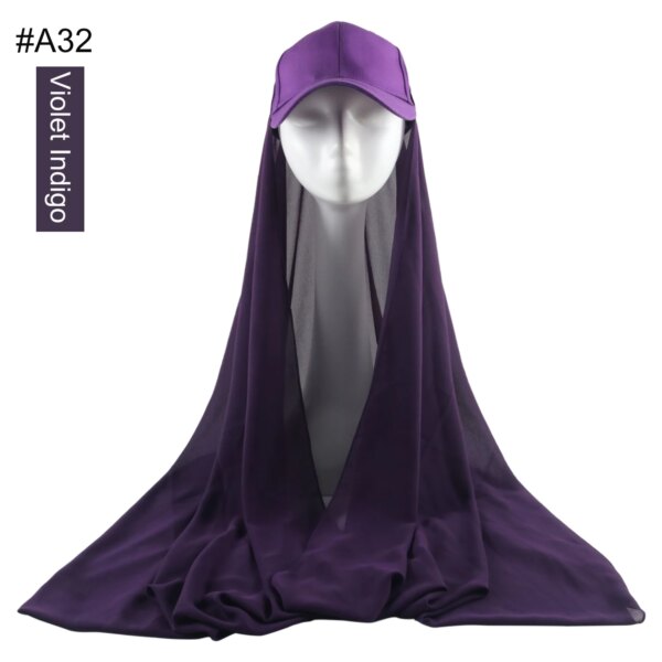 Hijab en mousseline de soie pour femmes, casquette de Sport d'été avec Base