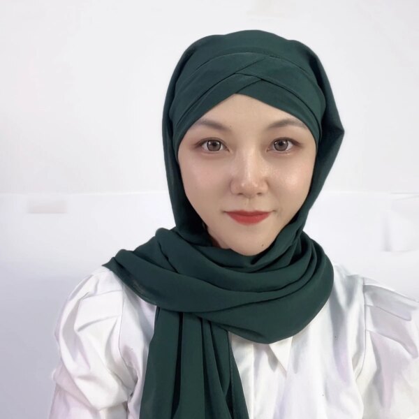 Hijab instantané en mousseline de soie avec bonnets en Jersey