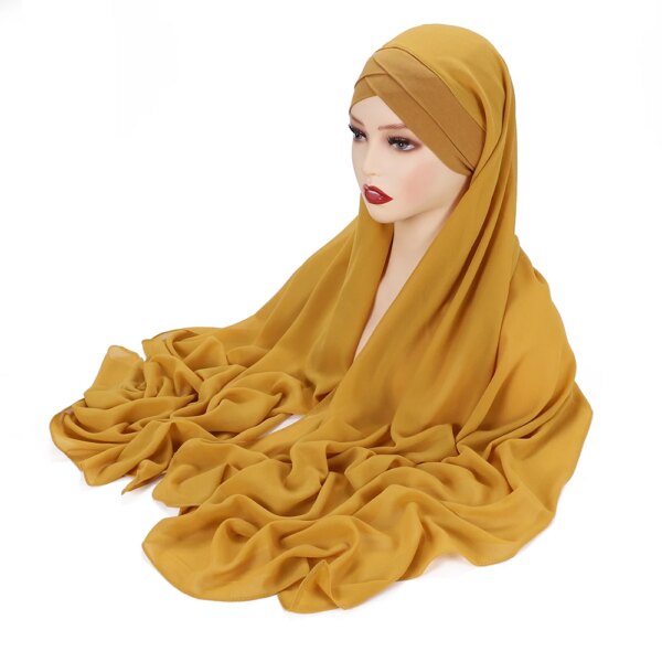 Hijab instantané en mousseline de soie avec bonnets en Jersey