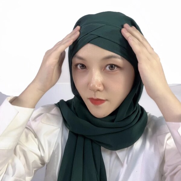 Hijab instantané en mousseline de soie avec bonnets en Jersey