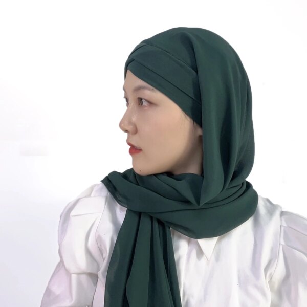 Hijab instantané en mousseline de soie avec bonnets en Jersey