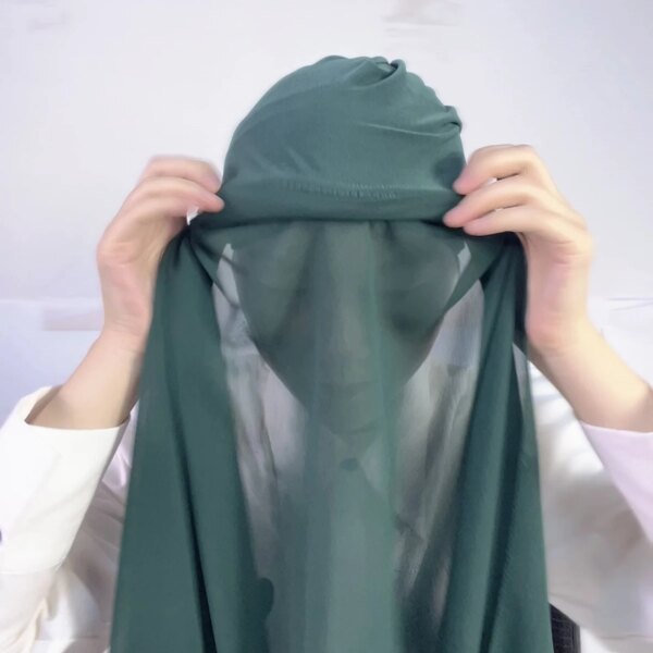 Hijab instantané en mousseline de soie avec bonnets en Jersey