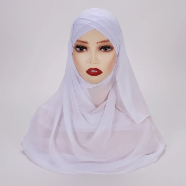 Hijab instantané en mousseline de soie avec bonnets en Jersey