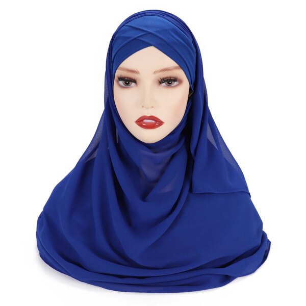 Hijab instantané en mousseline de soie avec bonnets en Jersey