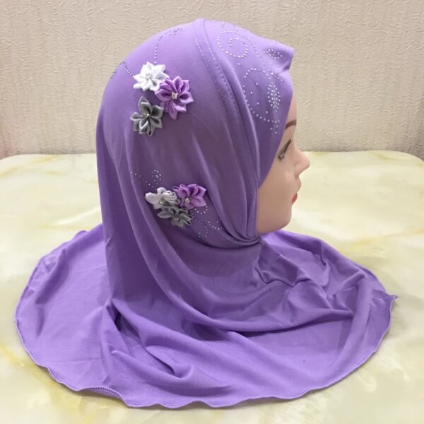 Hijab belle petite fille, hijab amira avec fleurs, pour enfants de 2 à 6 ans