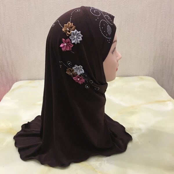 Hijab belle petite fille, hijab amira avec fleurs, pour enfants de 2 à 6 ans