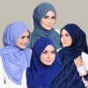 Hijab foulard musulmane pour femme, hijabs longue de couleur unie