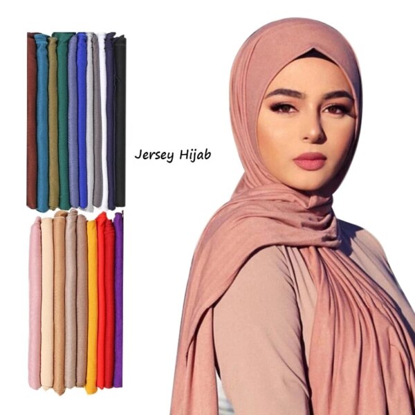 Hijab foulard musulmane pour femme, hijabs longue de couleur unie