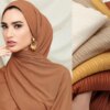Hijab en Jersey de coton côtelé pour femmes, Long châle musulman