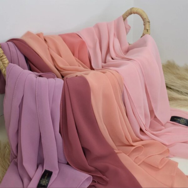 Hijab en mousseline de soie pour femmes, 72x175cm, foulard uni, mode musulmane