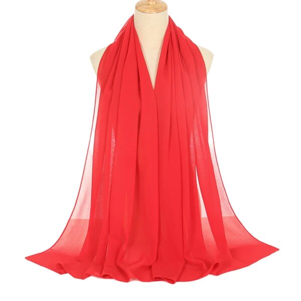 Hijab foulard musulmane pour femme, hijabs longue de couleur unie