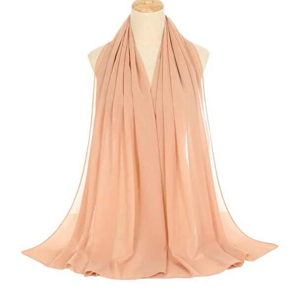 Hijab foulard musulmane pour femme, hijabs longue de couleur unie