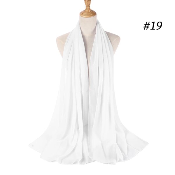 Hijab en mousseline de soie pour femmes, 72x175cm, foulard uni, mode musulmane