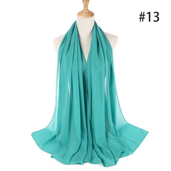 11472-74731e.jpg Hijab en mousseline de soie pour femmes, 72x175cm, foulard uni, mode musulmane