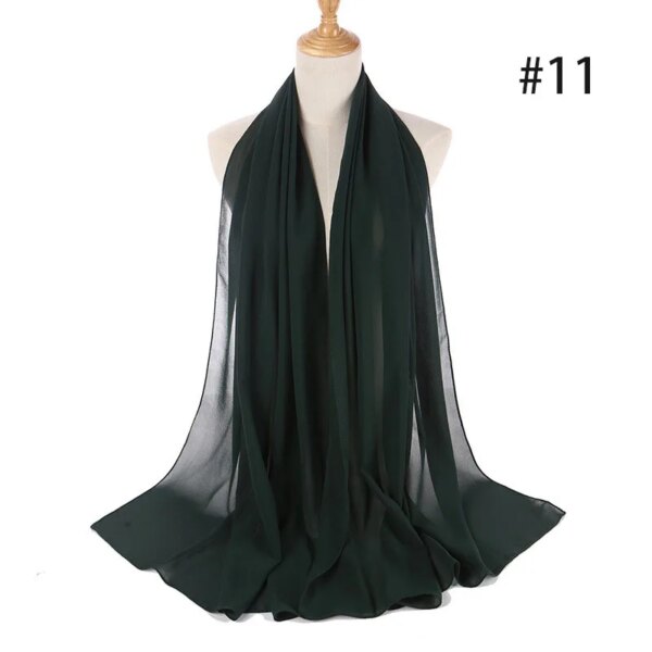 Hijab en mousseline de soie pour femmes, 72x175cm, foulard uni, mode musulmane