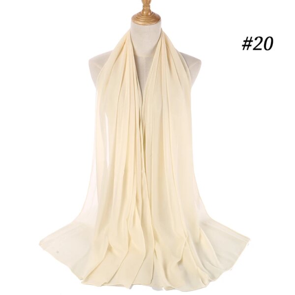Hijab en mousseline de soie pour femmes, 72x175cm, foulard uni, mode musulmane