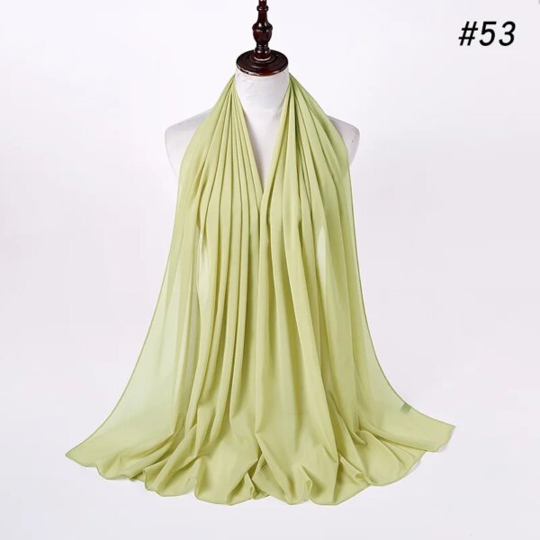 Hijab en mousseline de soie pour femmes, 72x175cm, foulard uni, mode musulmane