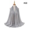 Hijab en mousseline de soie pour femmes, 72x175cm, foulard uni, mode musulmane