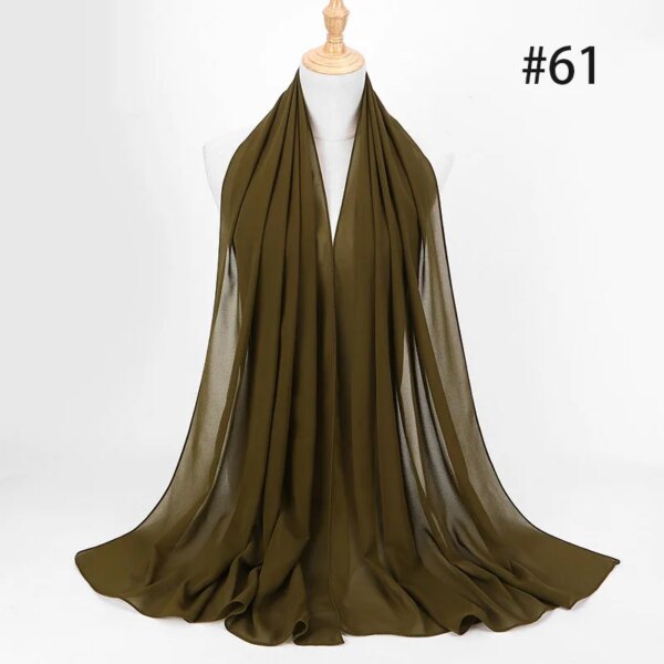 11652-34ee4d.jpg Hijab en mousseline de soie pour femmes, 72x175cm, foulard uni, mode musulmane