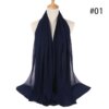 Hijab en mousseline de soie pour femmes, 72x175cm, foulard uni, mode musulmane